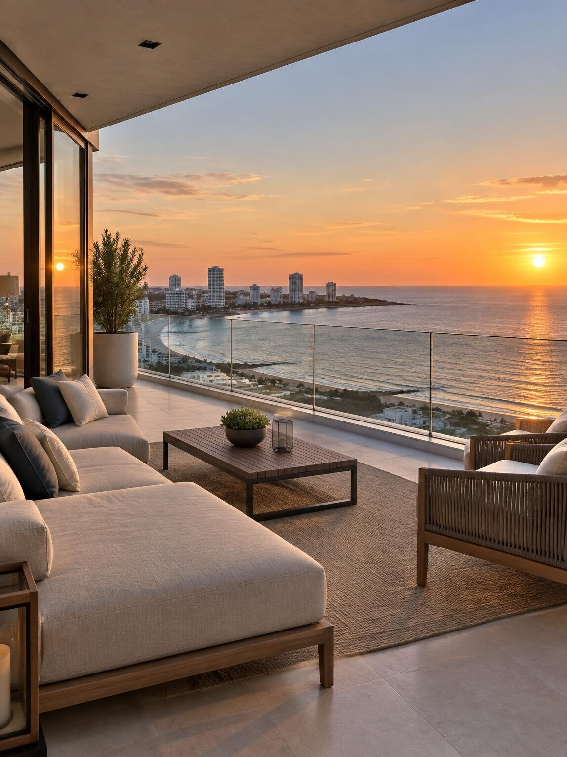 Luxury penthouse terrace with ocean view in Punta del Este