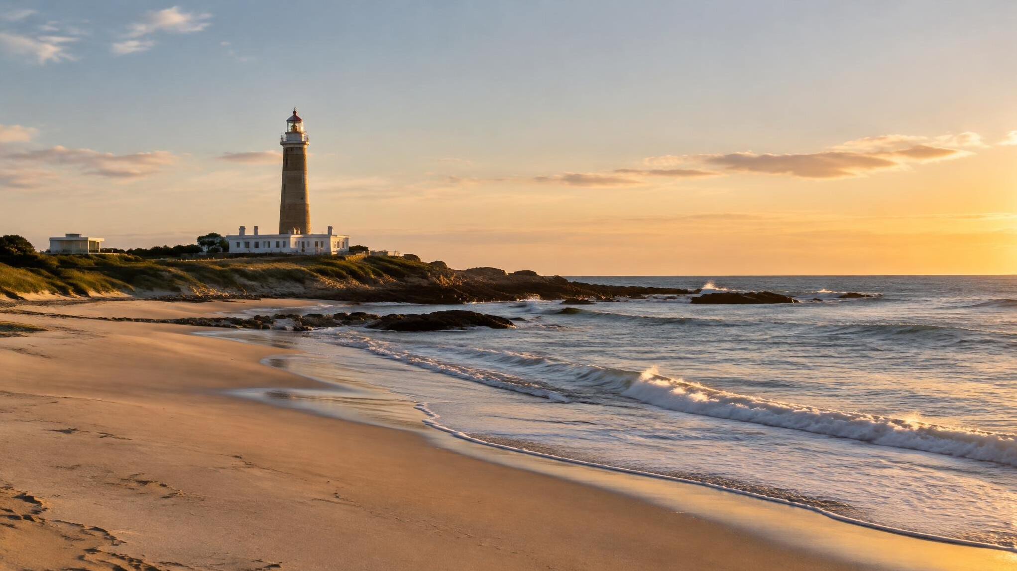 Sandy beach and lighthouse in José Ignacio Uruguay