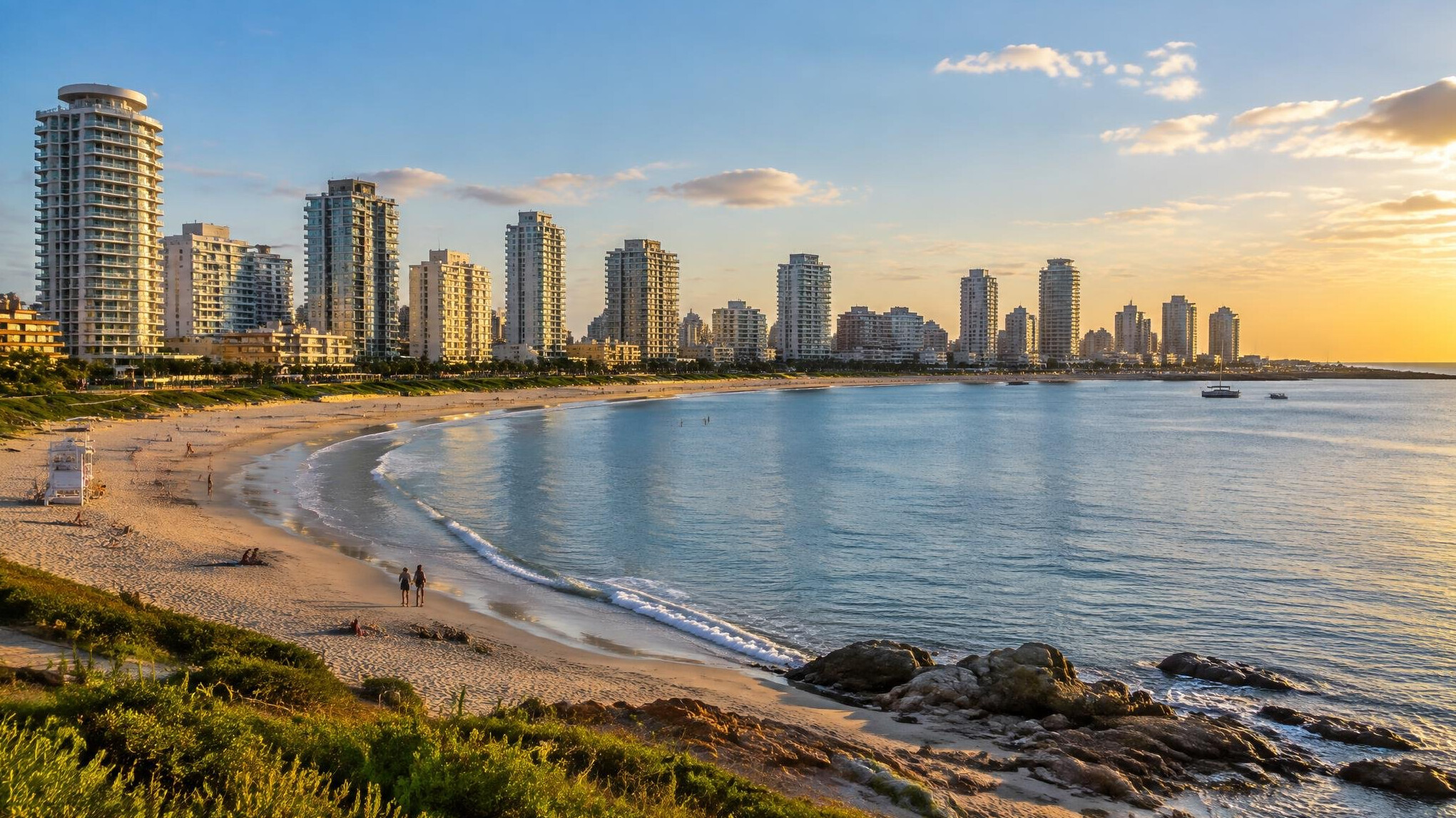 Skyline of high rise towers along the beach in Punta del Este