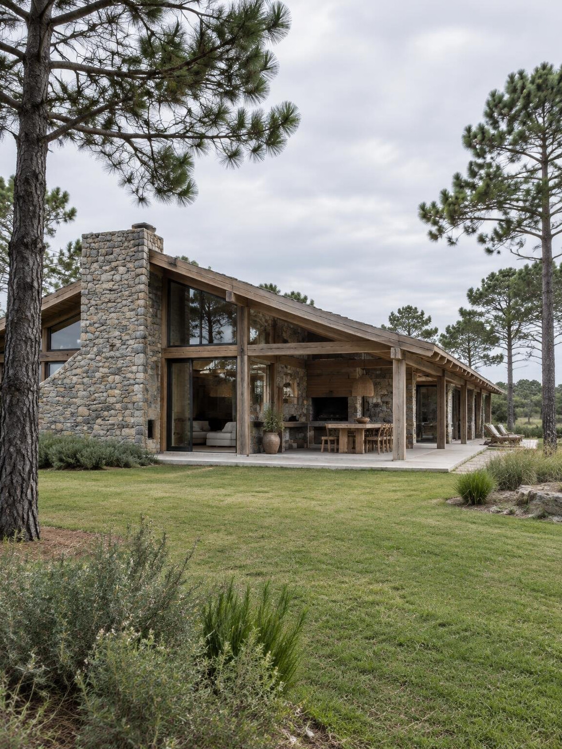 Rustic modern chacra estate surrounded by native trees in Manantiales