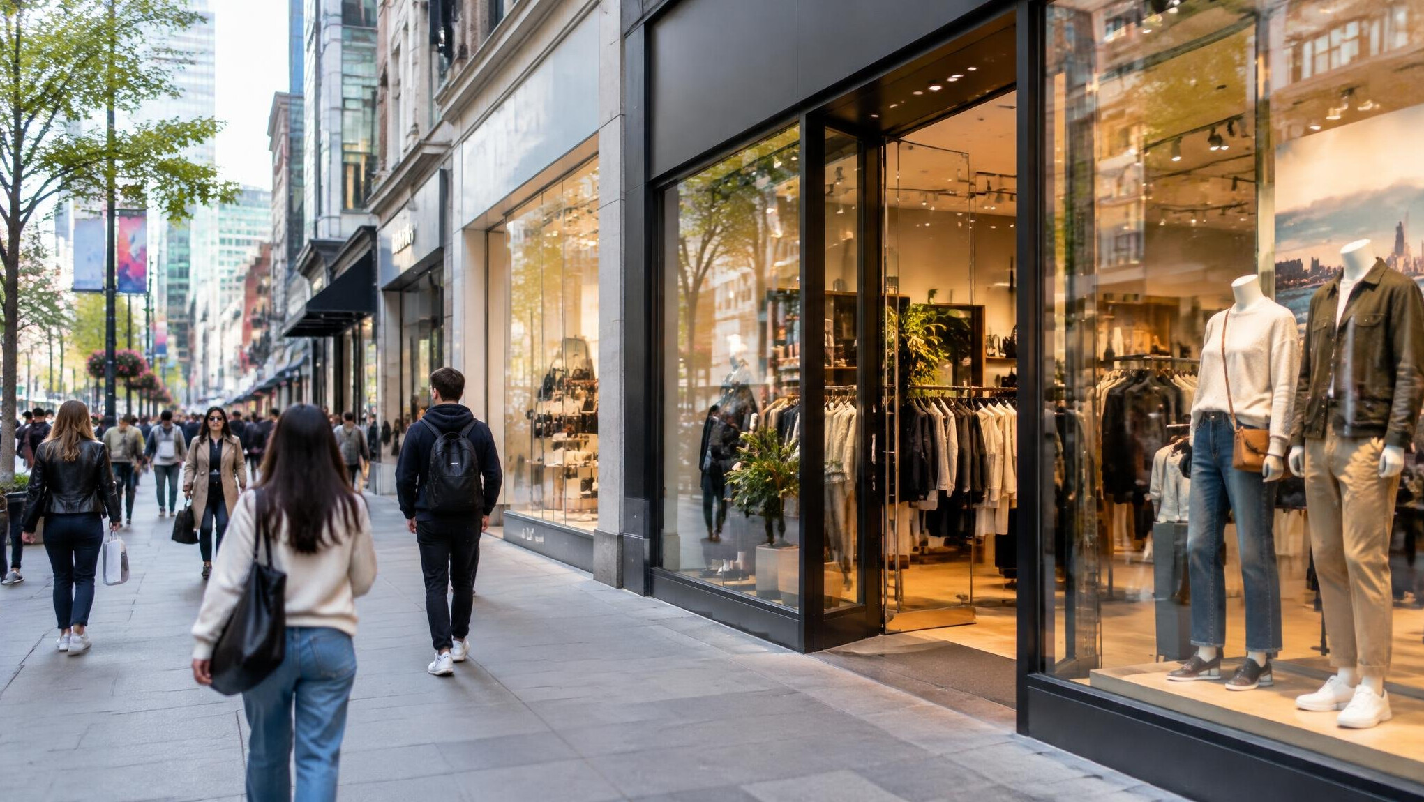 busy city retail street
