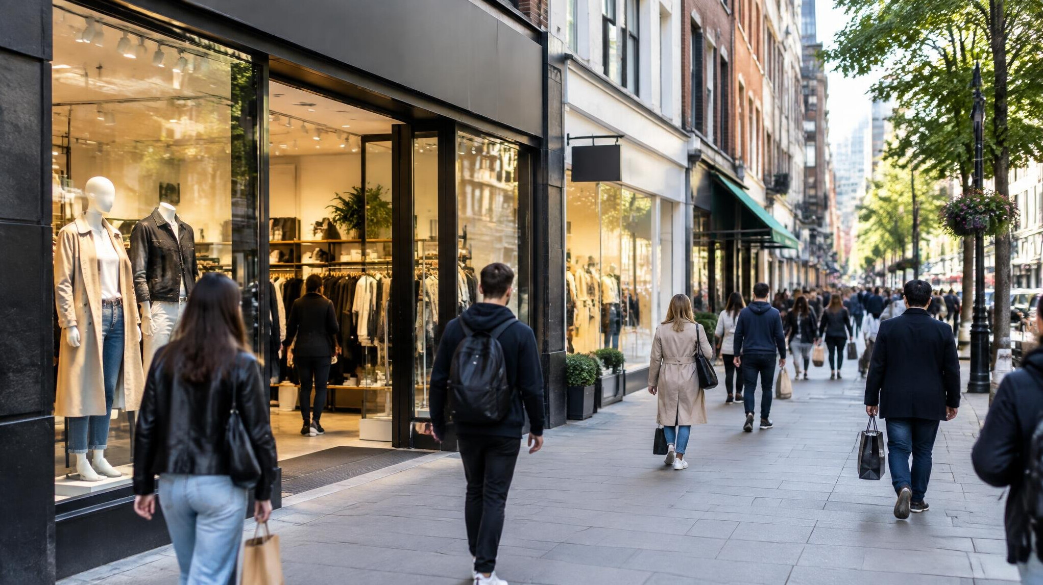 busy city retail street